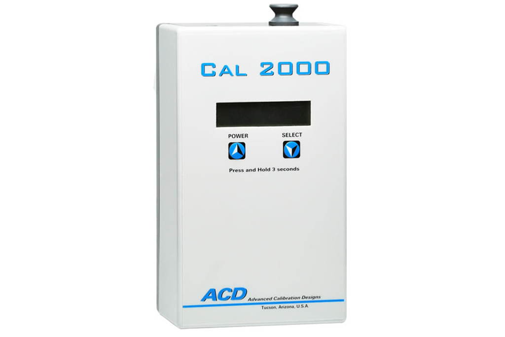 Advanced Calibration Designs, Inc. The Cal 2000 is a battery-powered, portable calibration gas generator designed to calibrate toxic gas sensors. Fast warm-up time allows the instrument to be turned off between remotely located sensors saving battery life and avoiding generation of unwanted gas. A built-in mass flow sensor provides accurate flow control and the ability to measure externally provided sample draw flow rates.